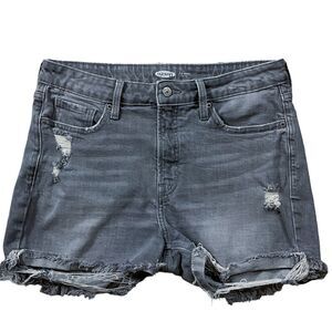 Old Navy Womens Shorts size 10 Gray OG Short High Rise Denim Jeans Frayed Hem